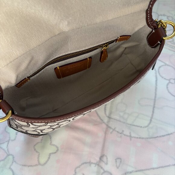 Coach Signature Jacquard Monogram Canvas Underarm Bag - Picture 8 of 9